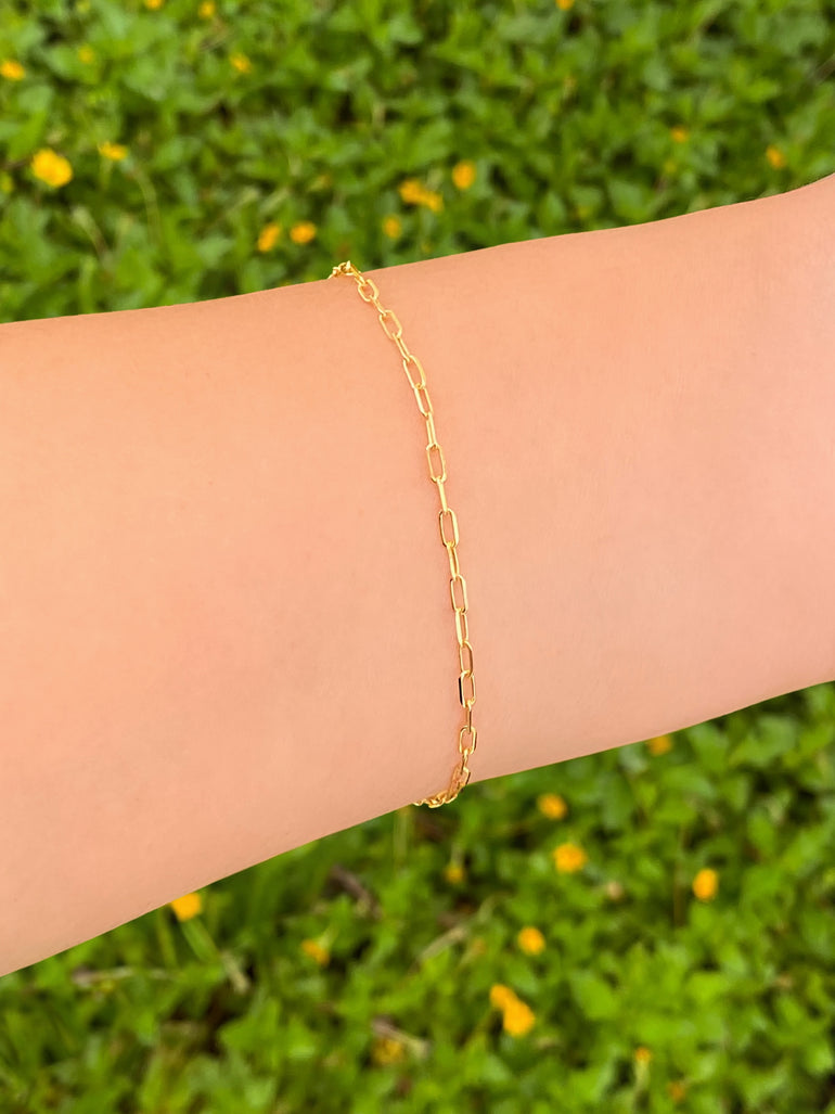 Pulsera Con Mini Eslabones 4 mm Oro 14k