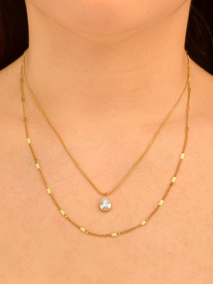 Collar Doble Con Dije Gota