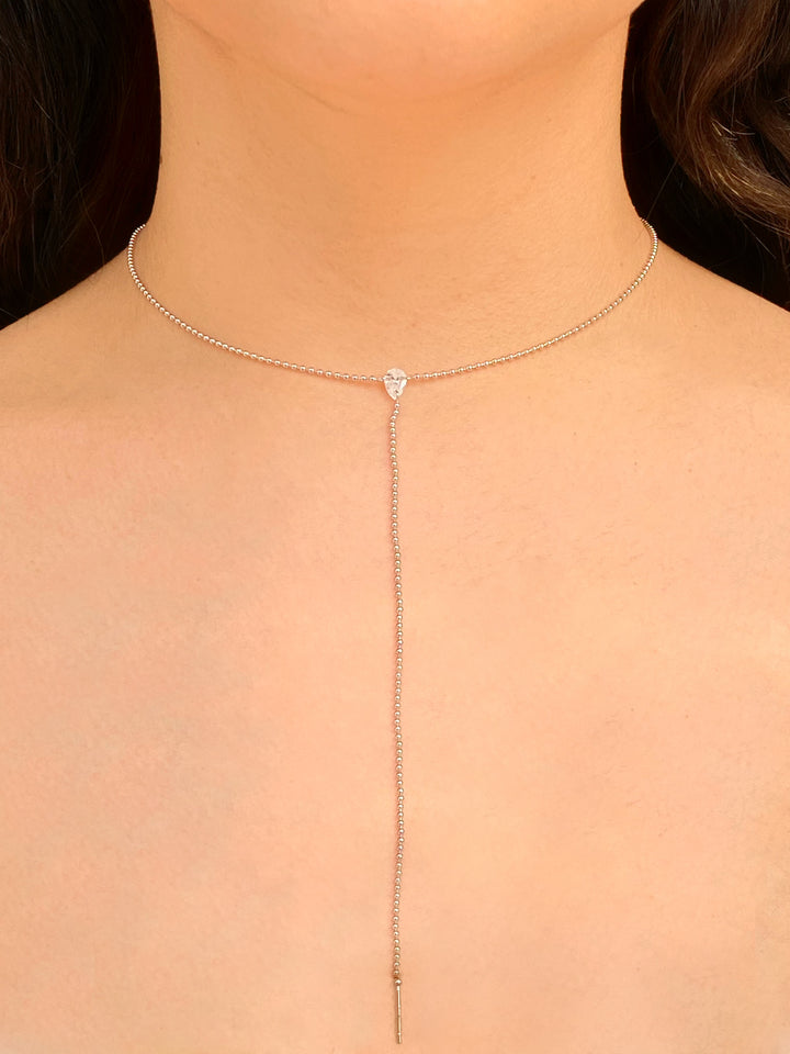 Collar Corbatin Bolitas Con Gota Zirconia