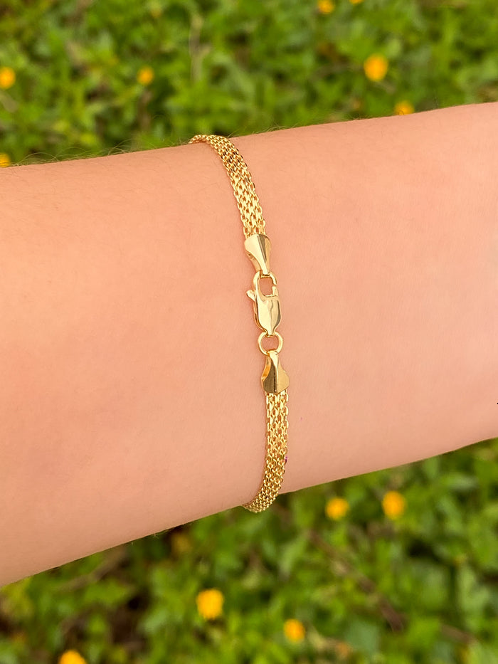 Pulsera Tejida 3 mm Oro 14k