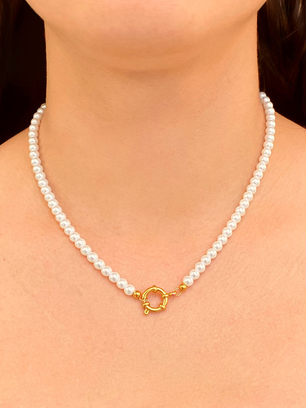 Collar Perla Con Broche Timon