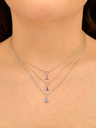 Collar Plateado Dije Birthstone Triangulo