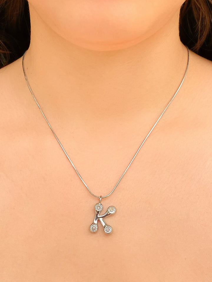 Collar Inicial K Bubble Con Zirconia