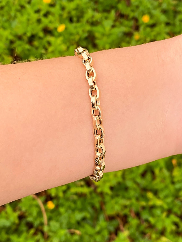 Pulsera Eslabon Ovalado 5 mm Oro 14k