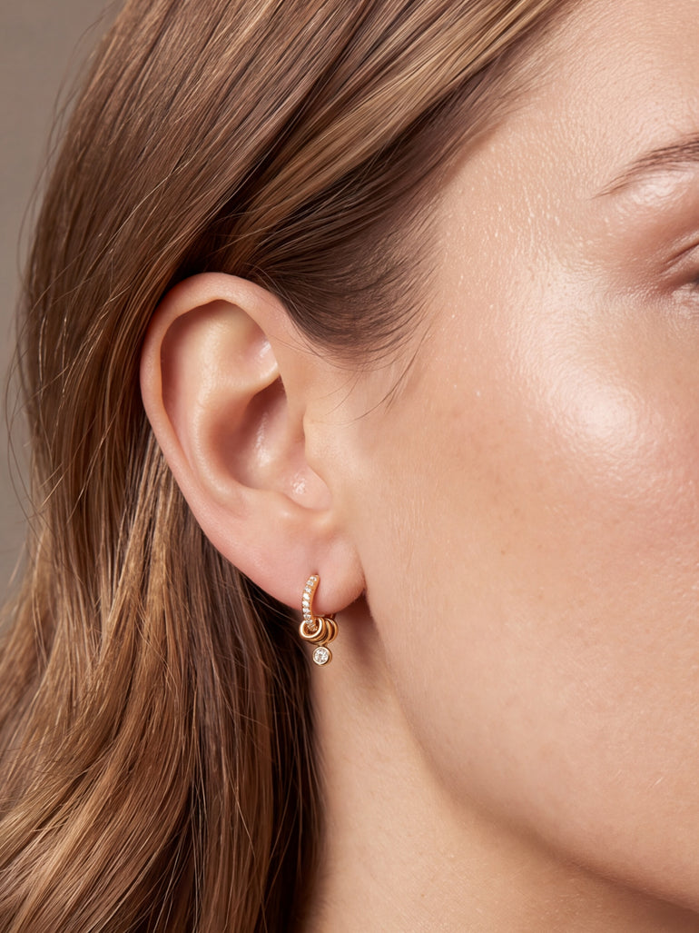 Par Arracada Zirconia Con Aros Y Dije