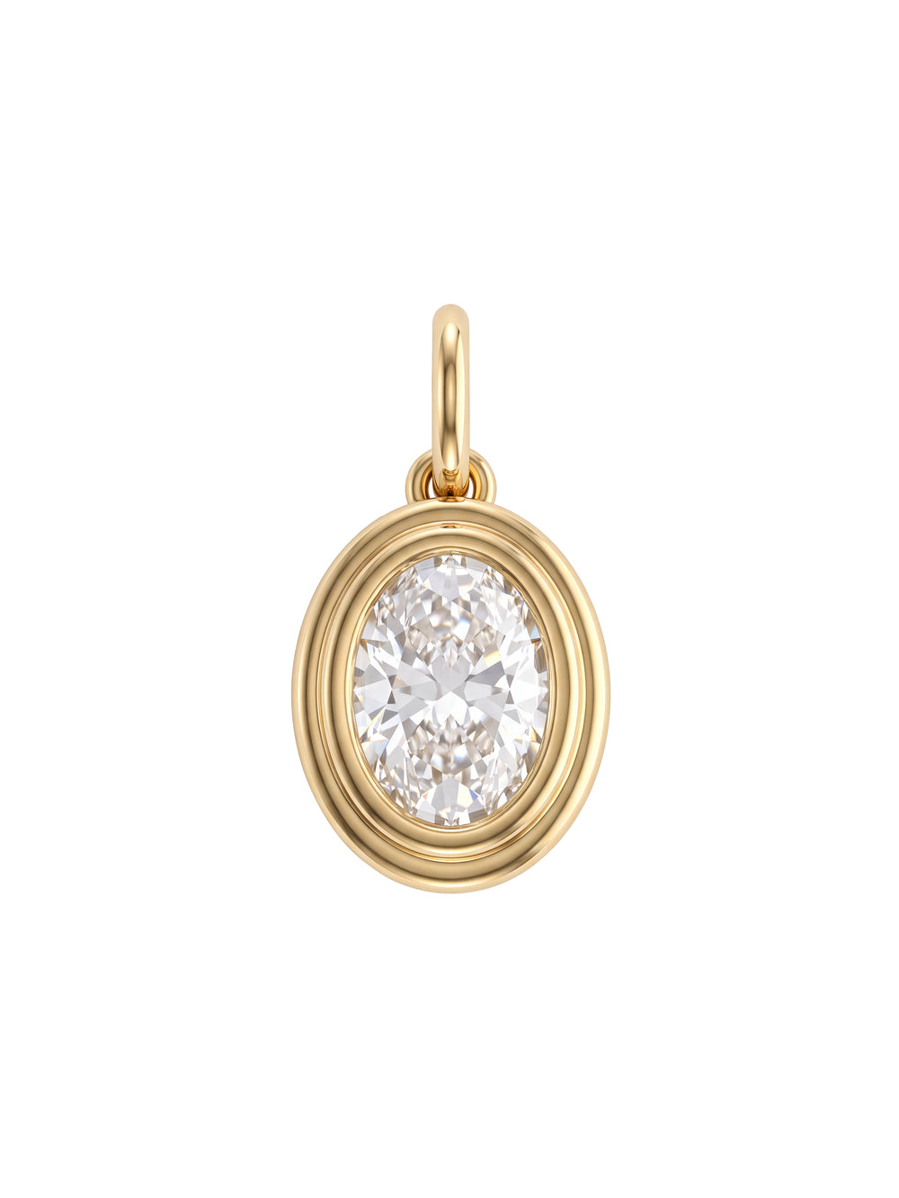 Dije Diamante Lab Grown Corte Ovalo 1 Ct Con Borde