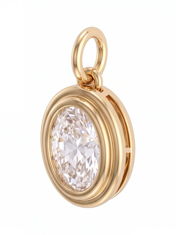 Dije Diamante Lab Grown Corte Ovalo 1 Ct Con Borde