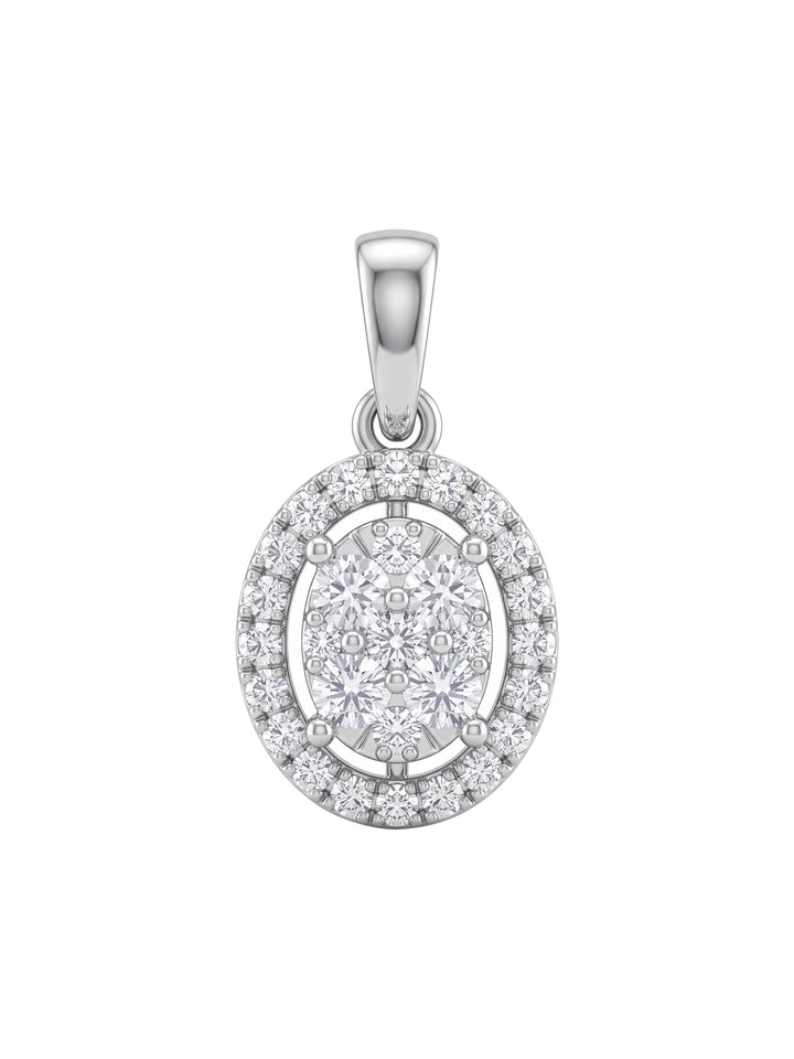 Dije Diamante Lab Grown Corte Ovalo Con Halo 0.6 Ct