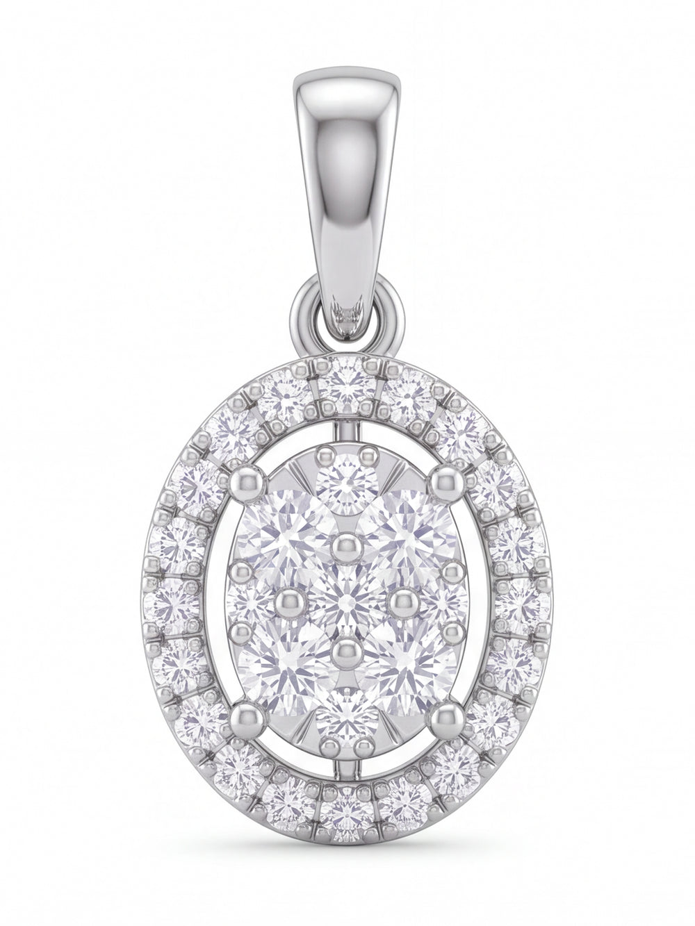 Dije Diamante Lab Grown Corte Ovalo Con Halo 0.6 Ct