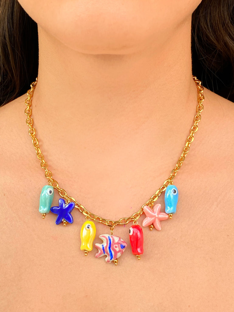 Collar Con Dijes Peces Chunky