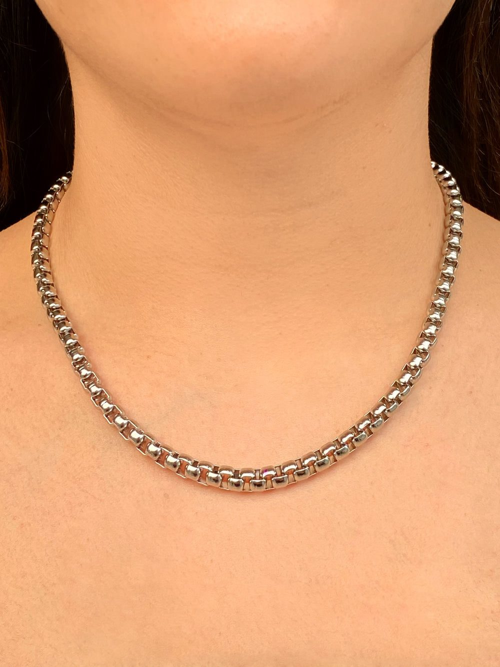 Collar Cadena Eslabón Caja Redondo