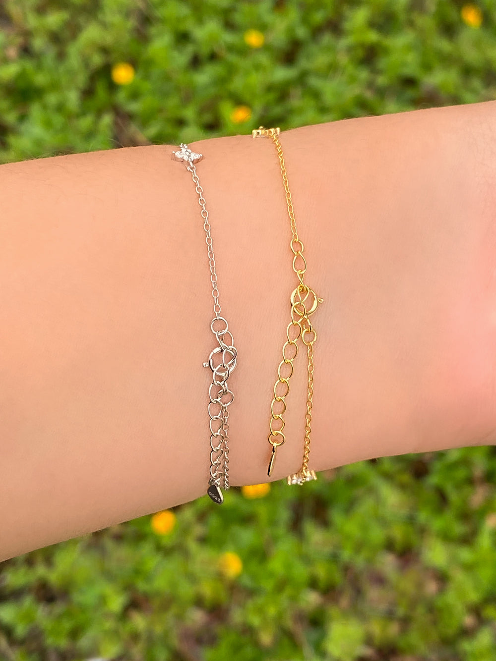 Pulsera Flores Cuatro Petalos Zirconias