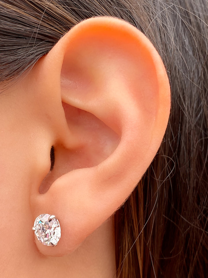 Par Aretes 4 Ct Round Diamantes Lab Grown