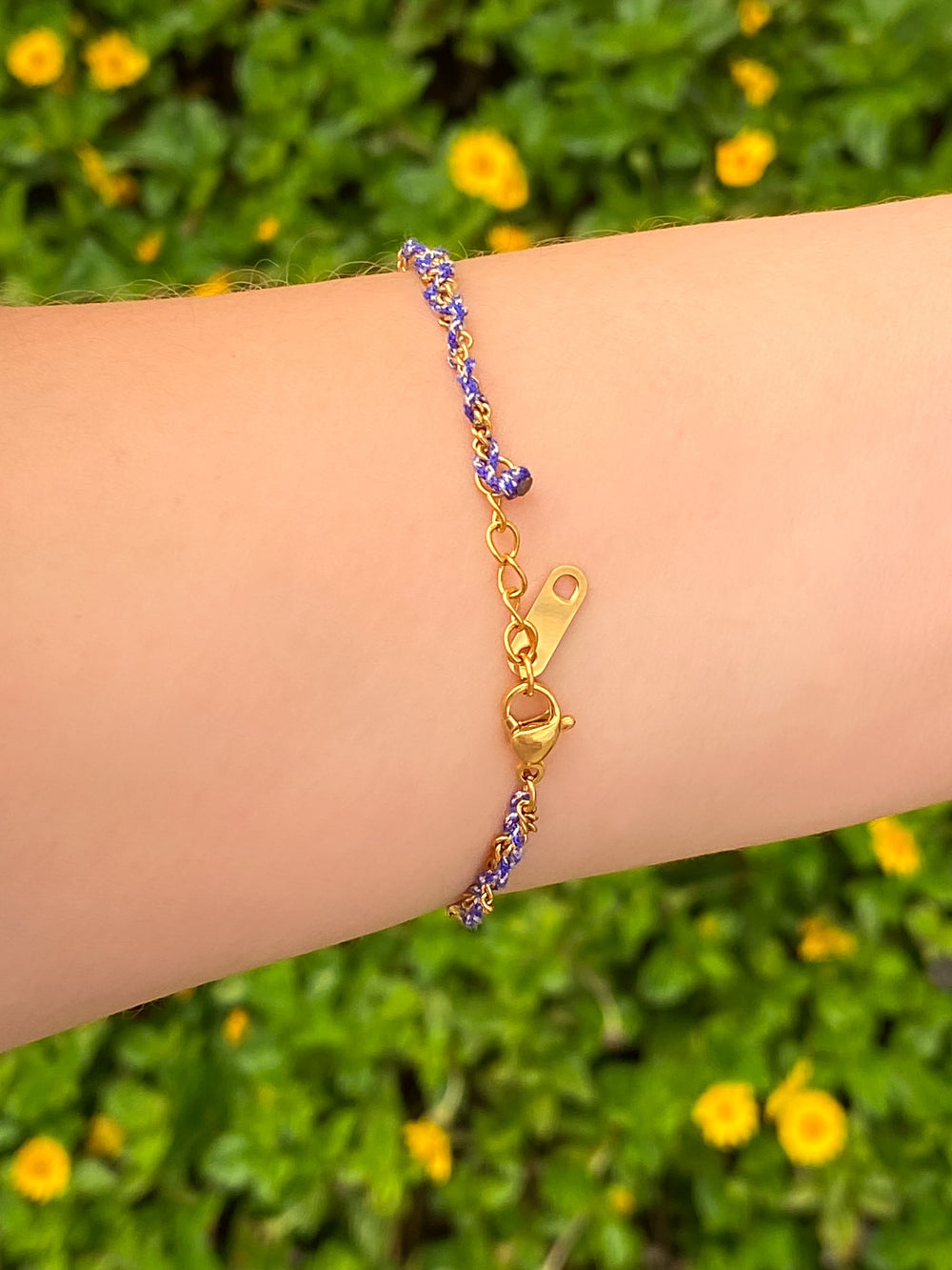 Pulsera Cordon Azul Enlazado Con Dije