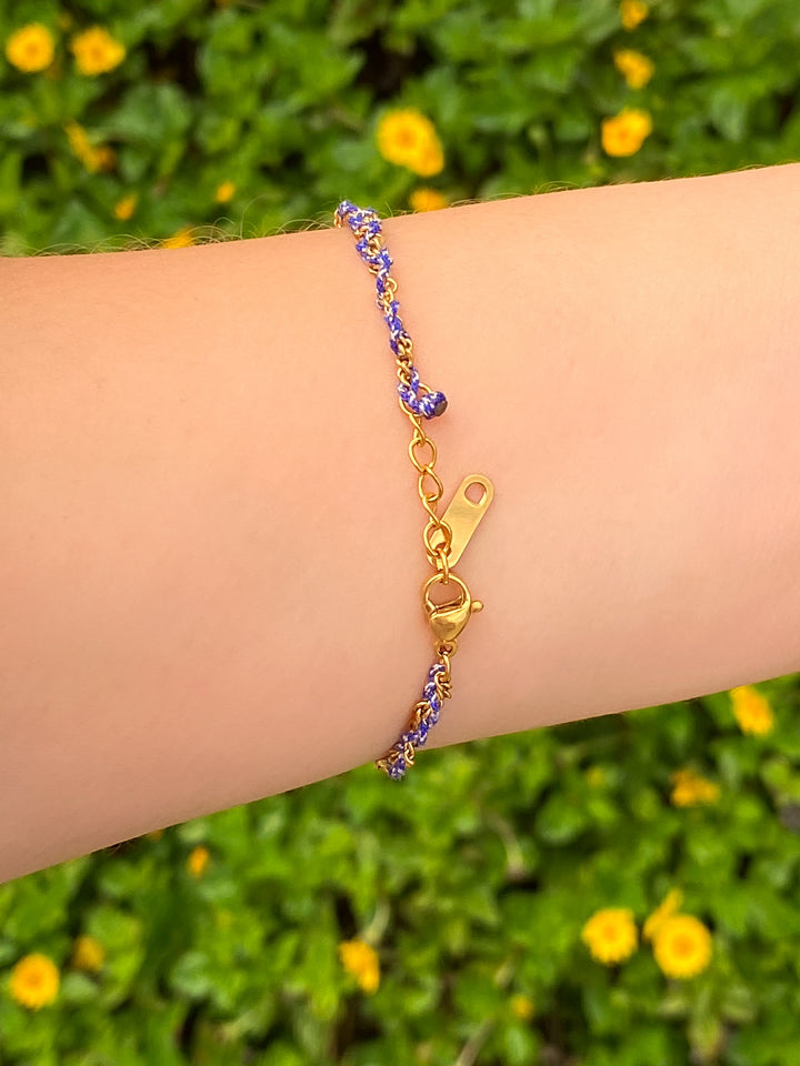 Pulsera Cordon Azul Enlazado Con Dije
