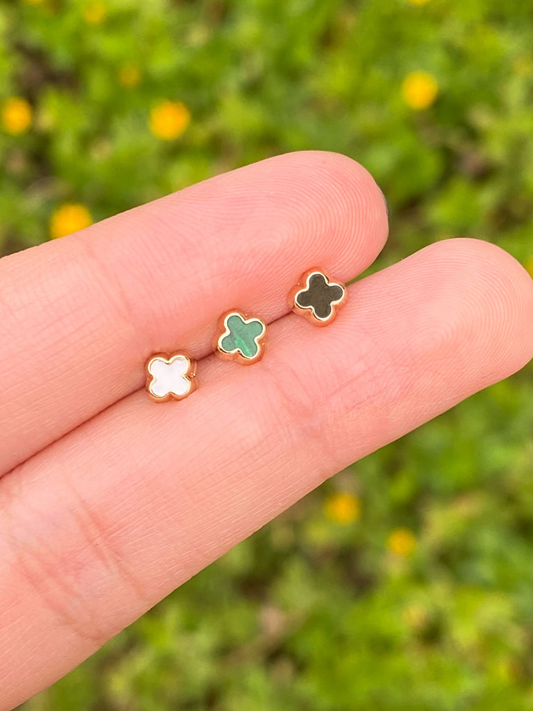 Broquel Trebol Colores Oro 14k