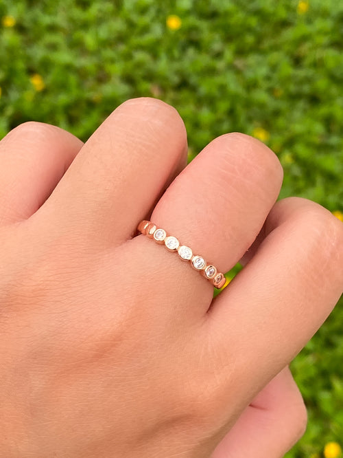 Anillo Rose Gold Bolitas y Zirconias