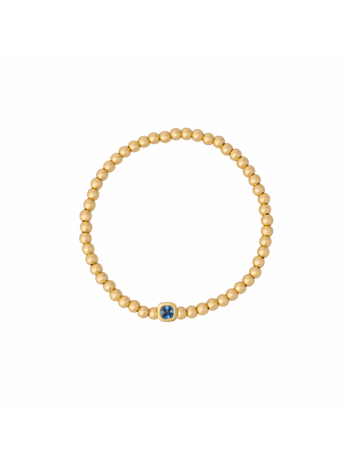 Pulsera Birthstone Bolitas Doradas