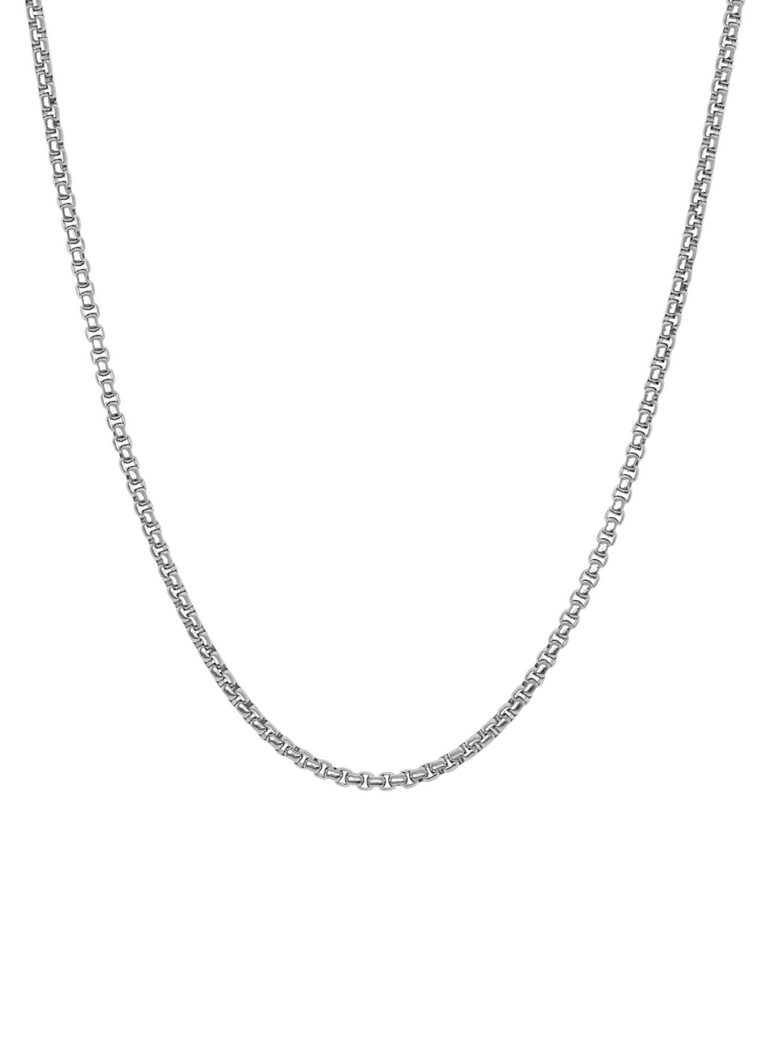 Cadena Plateada Eslabón Caja Redonda