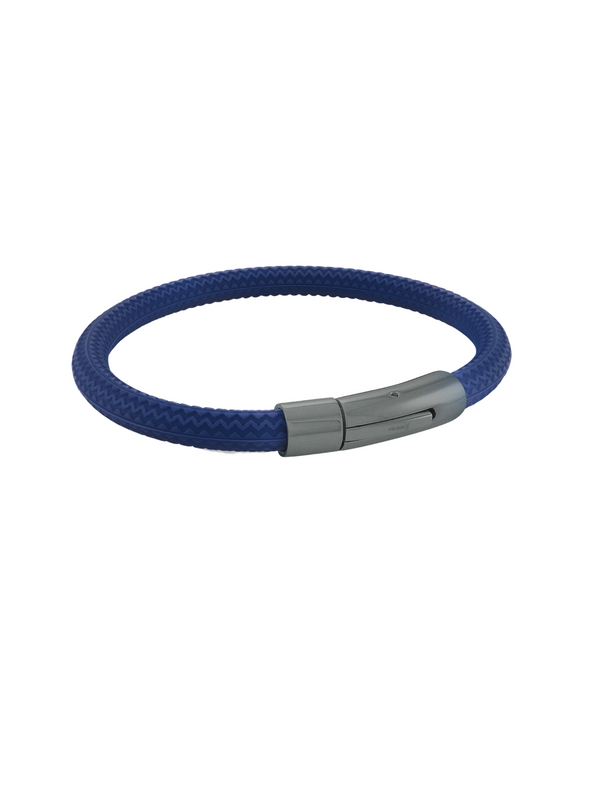 Brazalete Azul Caucho Broche Negro