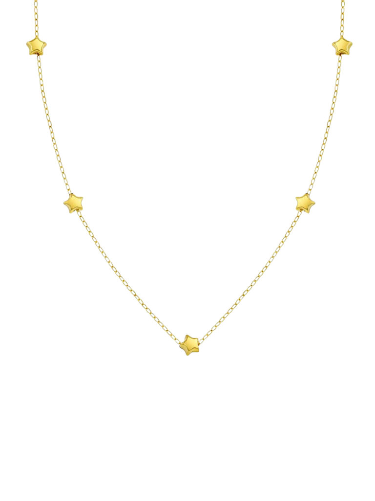 Collar Con Mini Estrellas Oro 14K