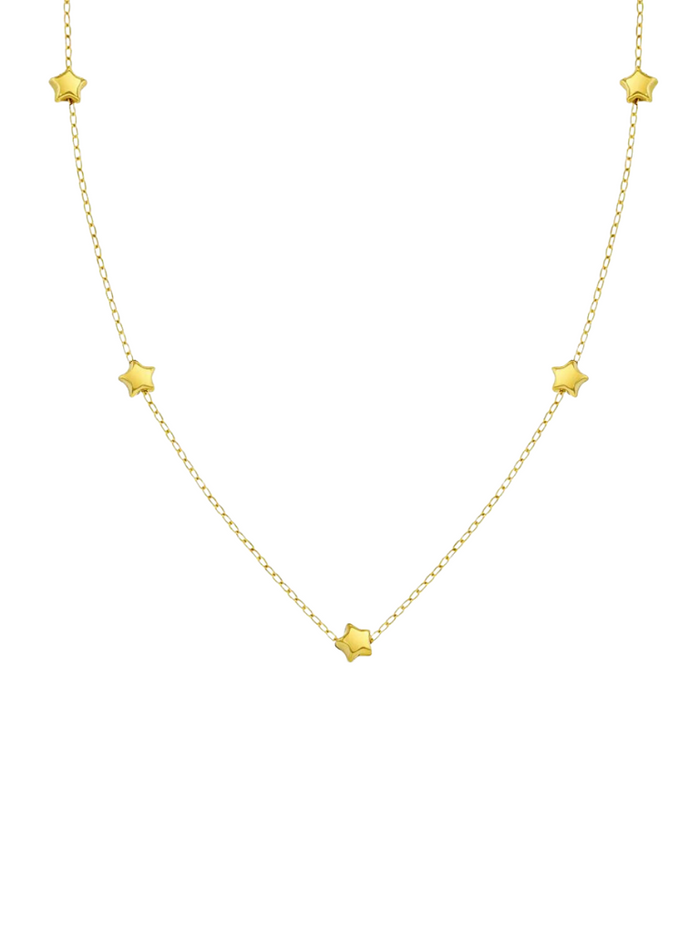 Collar Con Mini Estrellas Oro 14K