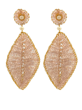 Par Aretes Hoja Rosa Dorada