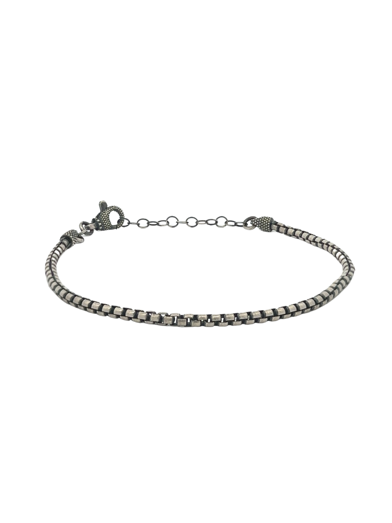 Pulsera Eslabon Cuadrado Tejido Con Broche