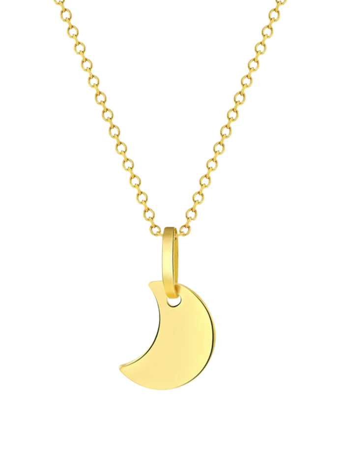 Collar Luna Liso Oro 14k