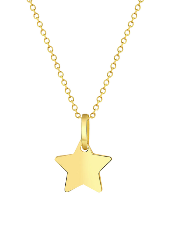 Collar Estrella Liso Oro 14k