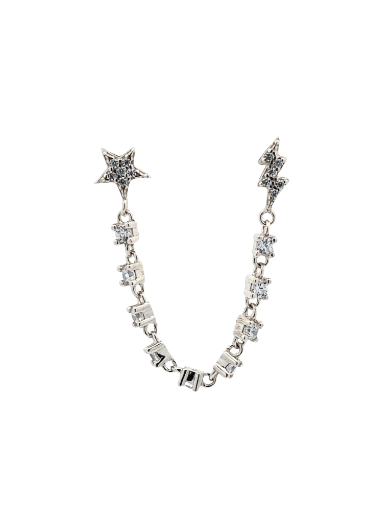 Arete Estrella y Rayo Con Cadena Zirconias