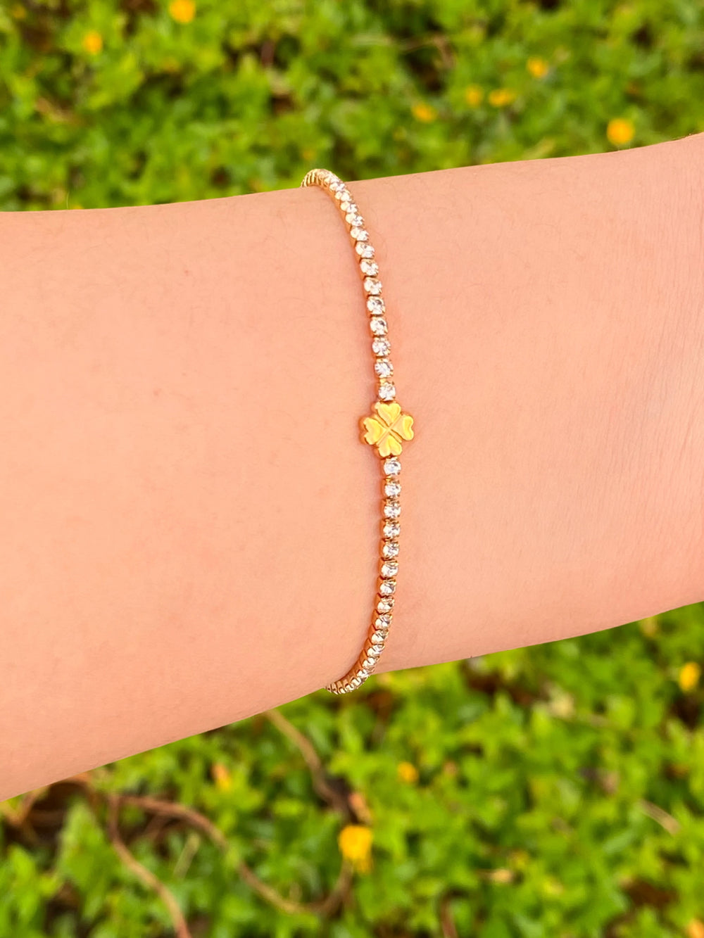 Pulsera Zirconias Con Trebol