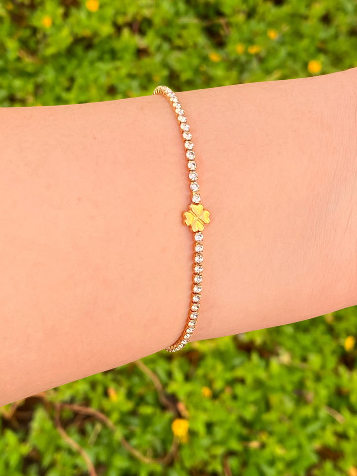 Pulsera Zirconias Con Trebol