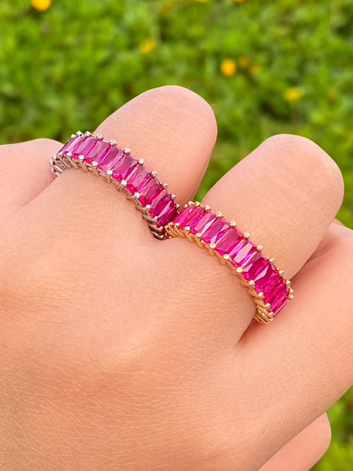 Anillo Baguettes Rosa