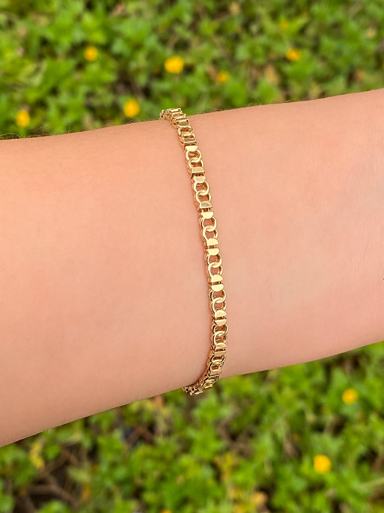 Pulsera Eslabones Enlazados 5 mm Oro 14k