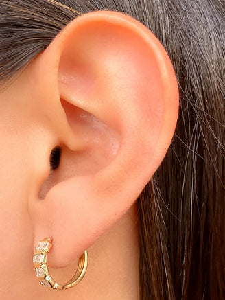 Par Arracada Corte Esmeralda Diamantes Lab Grown 0.10 Ct Oro 14k