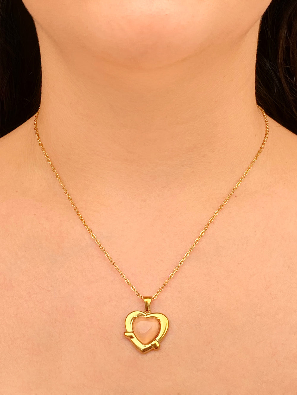 Collar Dije Corazon Centro Rosa