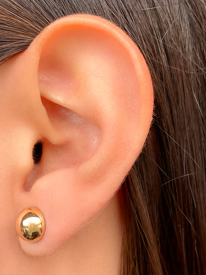 Par Arete Semi Circulo Liso Oro 14k