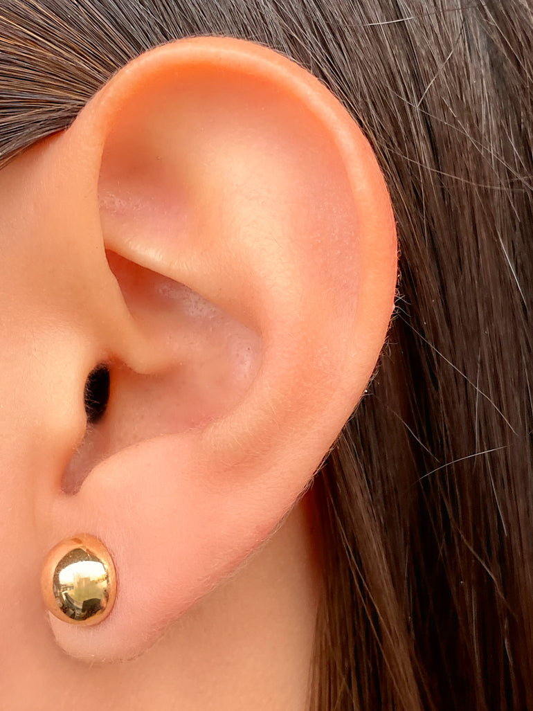 Par Arete Semi Circulo Liso Oro 14k