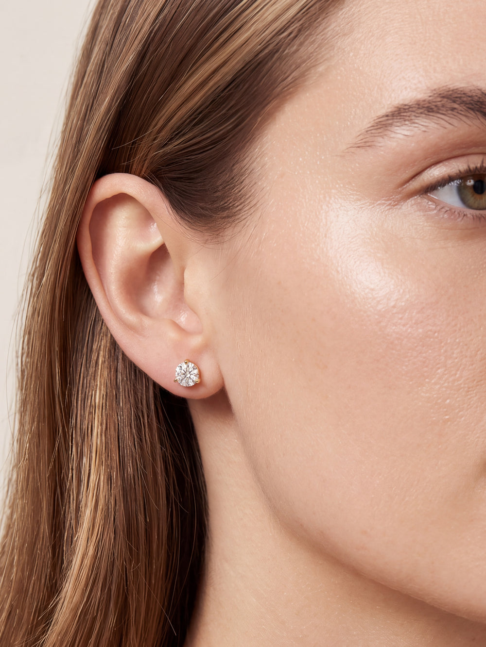 Par Arete Diamantes Lab-Grown Solitario Corte Redondo 3 Ct