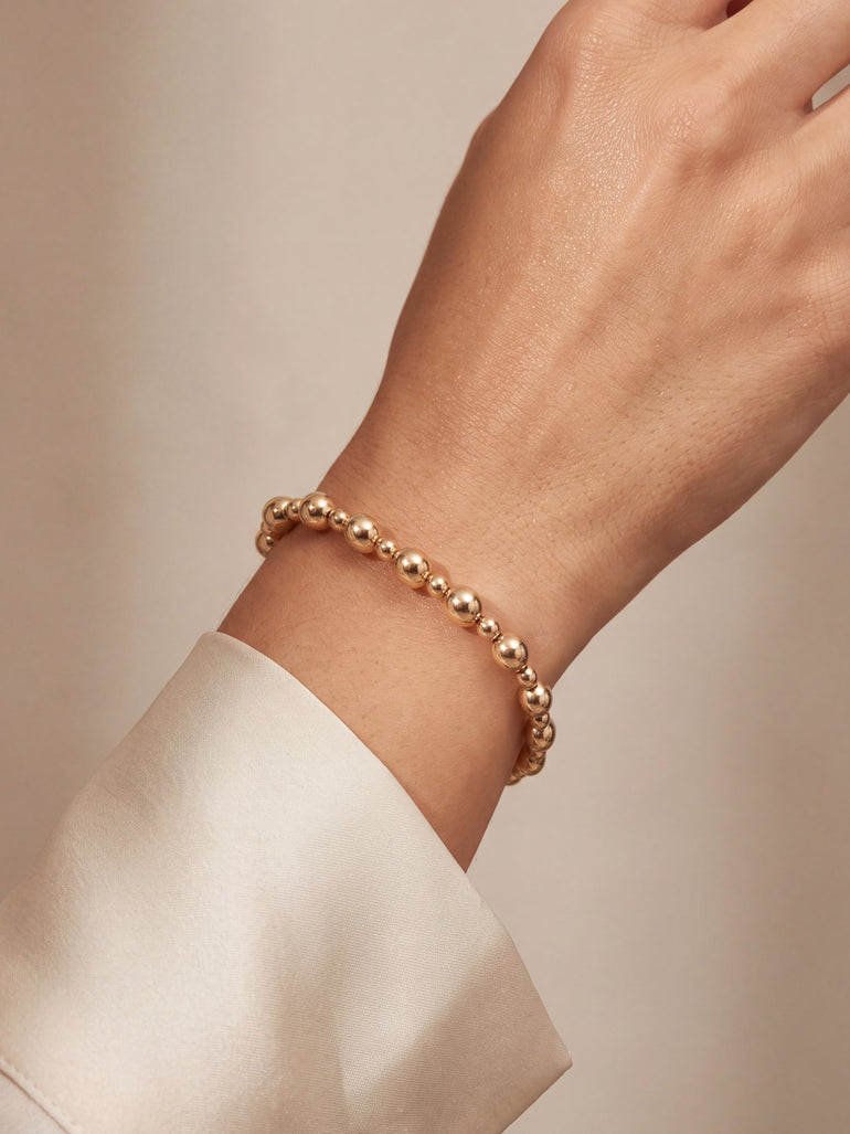 Pulsera Bolitas 3 mm y 6 mm Intercaladas Gold Filled