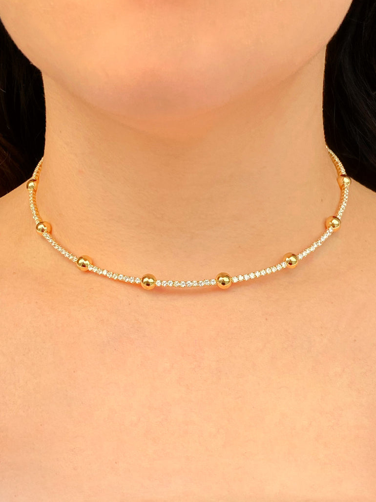 Choker Zirconias Con Bolitas
