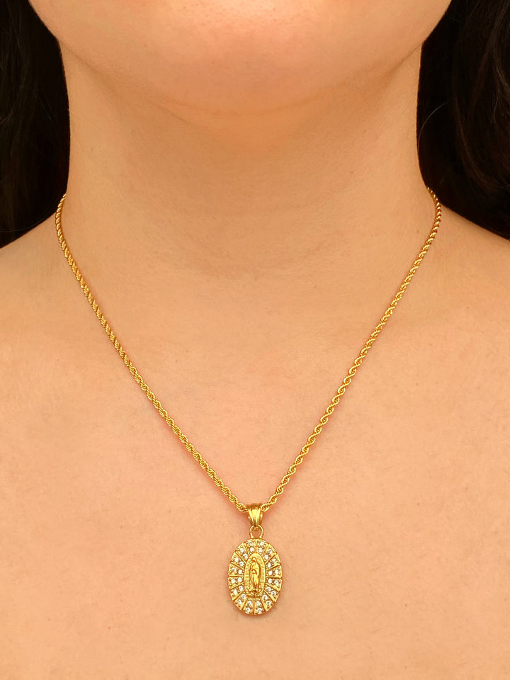 Collar Trenzado Dije Virgen