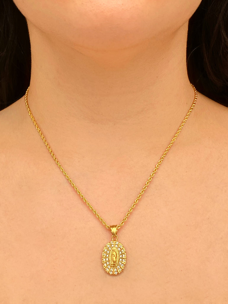 Collar Trenzado Dije Virgen