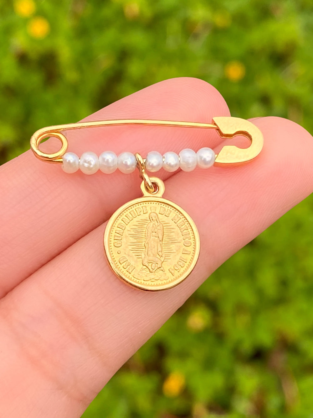 Segurito Con Perlas y Virgen Oro 14k