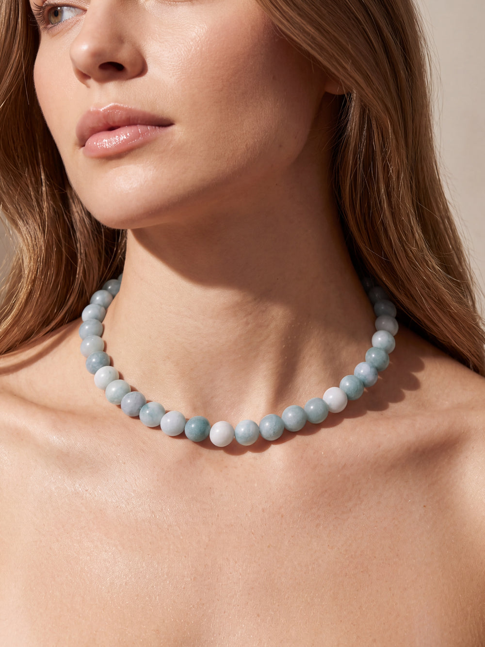 Choker Bolitas Piedra Natural 10 mm