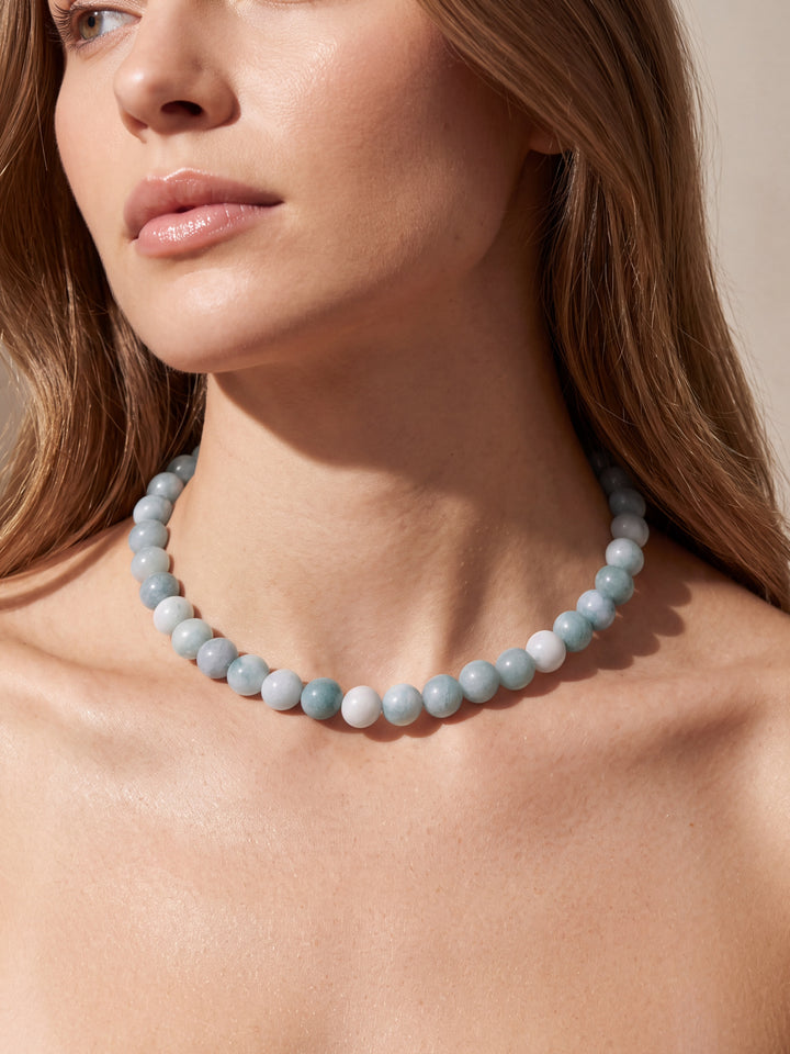Choker Bolitas Piedra Natural 10 mm