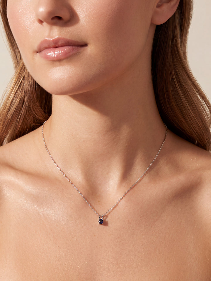 Collar Plateado Dije Zirconia Birthstone