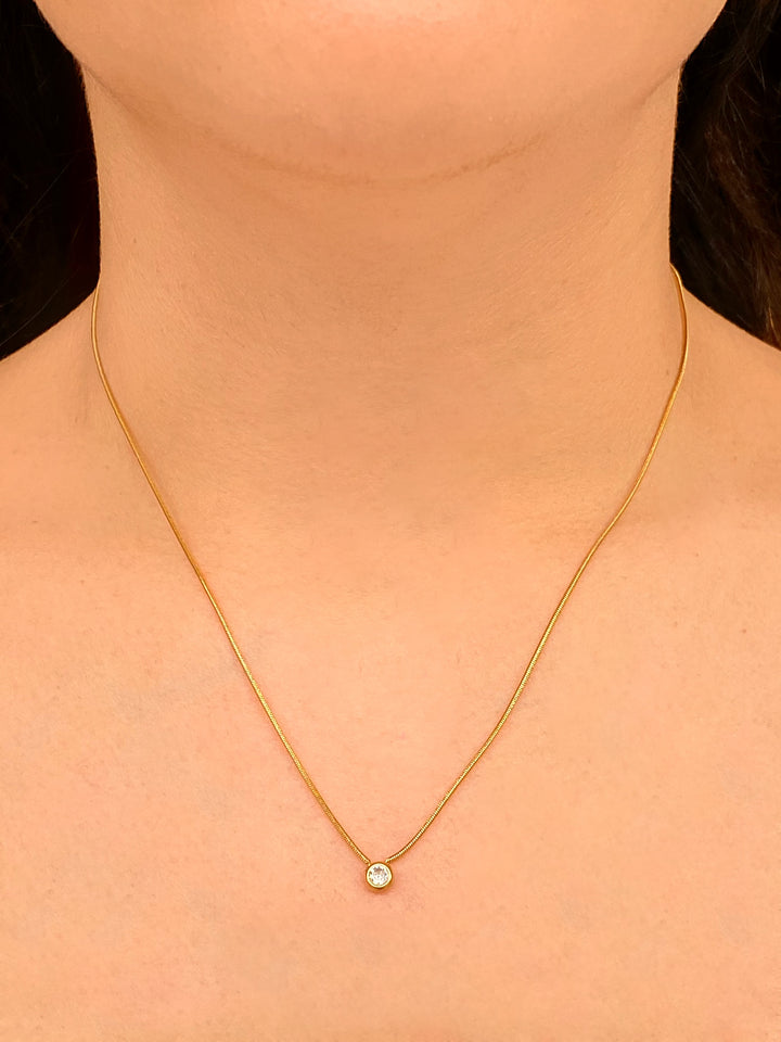 Collar Dije Zirconia Con Bisel