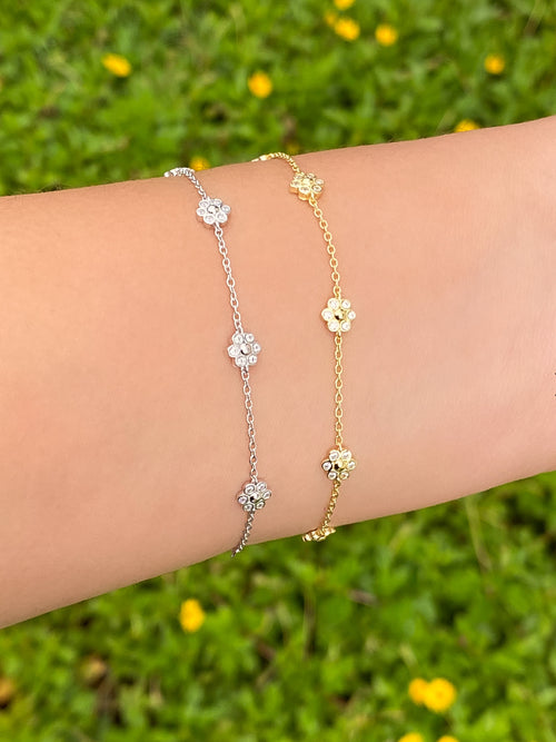 Pulsera Con Flores Zirconias